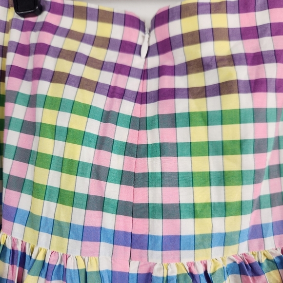 J.Crew Matching Set Button-Front Tank Top Tie-Front Midi Skirt Rainbow Gingham 6 - Picture 13 of 16